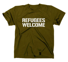 Lade das Bild in den Galerie-Viewer, Styletex23 T-Shirt Herren #2 Refugees Welcome Asyl, oliv, XXL