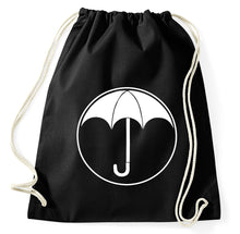 Lade das Bild in den Galerie-Viewer, #2 Umbrella Logo Schule Ut Malum Pluvia Turnbeutel, schwarz