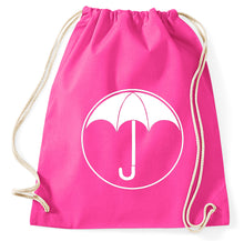 Lade das Bild in den Galerie-Viewer, #2 Umbrella Logo Schule Ut Malum Pluvia Turnbeutel, pink