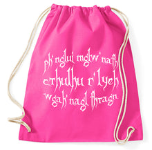 Lade das Bild in den Galerie-Viewer, #3 HP Lovecraft Spruch Zitat Turnbeutel, pink