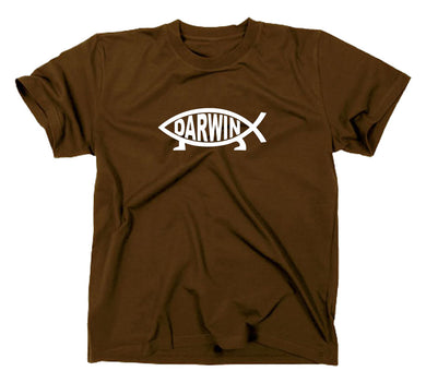 Styletex23 T-Shirt Herren Darwin Fisch Logo, braun, XXL