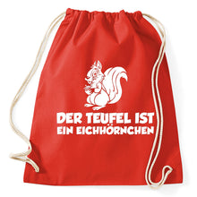 Lade das Bild in den Galerie-Viewer, Styletex23 Turnbeutel Der Teufel ist ein Eichhörnchen, red