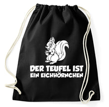 Lade das Bild in den Galerie-Viewer, Styletex23 Turnbeutel Der Teufel ist ein Eichhörnchen, schwarz