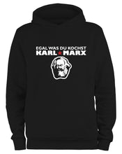 Lade das Bild in den Galerie-Viewer, Styletex23 Kapuzenpullover Egal was du kochst Karl Marx Fun, schwarz XXL