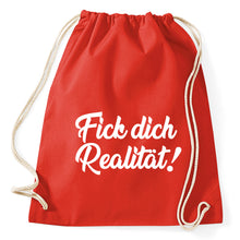 Lade das Bild in den Galerie-Viewer, Fick dich Realität Fun Turnbeutel Sportbeutel Gym Bag, red