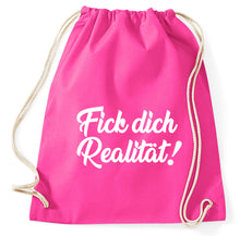 Lade das Bild in den Galerie-Viewer, Fick dich Realität Fun Turnbeutel Sportbeutel Gym Bag, pink