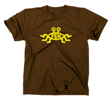 Styletex23 T-Shirt Herren Das Fliegende Spaghettimonster Logo, braun, XXL