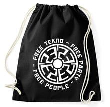 Lade das Bild in den Galerie-Viewer, Free Tekkno Free Party Free People Tekno Music Bass Turnbeutel, schwarz