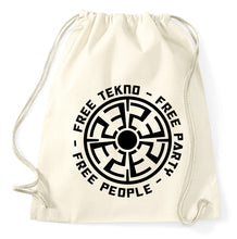 Lade das Bild in den Galerie-Viewer, Free Tekkno Free Party Free People Tekno Music Bass Turnbeutel, natur