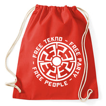 Lade das Bild in den Galerie-Viewer, Free Tekkno Free Party Free People Tekno Music Bass Turnbeutel, red
