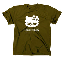 Lade das Bild in den Galerie-Viewer, Styletex23 T-Shirt Herren Grumpy Kitty Kitten, oliv, XXL