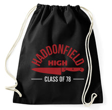 Lade das Bild in den Galerie-Viewer, Haddonfield High School Halloween Turnbeutel Sportbeutel Gym Bag, schwarz