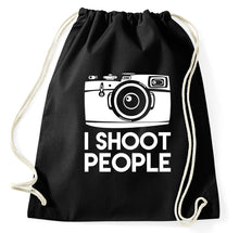 Lade das Bild in den Galerie-Viewer, I Shoot People Fotograf Fotografie Turnbeutel, schwarz