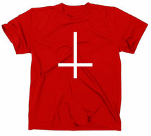 Lade das Bild in den Galerie-Viewer, Styletex23 T-Shirt Herren Inverted Cross Crucifix, 666, rot, XXL