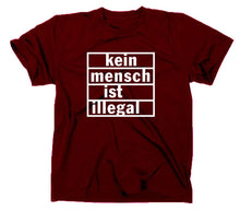 Lade das Bild in den Galerie-Viewer, Styletex23 T-Shirt Herren Kein Mensch ist illegal, maroon, XXL