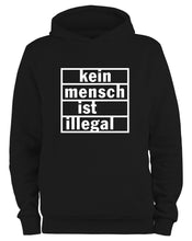 Lade das Bild in den Galerie-Viewer, Styletex23 Kapuzenpullover Kein Mensch ist illegal, schwarz XXL