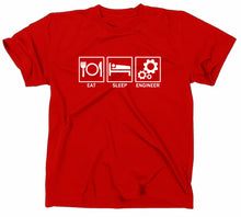 Lade das Bild in den Galerie-Viewer, Styletex23 T-Shirt Herren Eat Sleep Engineer Fun, rot, XXL