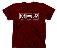 Lade das Bild in den Galerie-Viewer, Styletex23 T-Shirt Herren Eat Sleep Engineer Fun, maroon, XXL