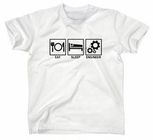 Lade das Bild in den Galerie-Viewer, Styletex23 T-Shirt Herren Eat Sleep Engineer Fun, weiss, XXL