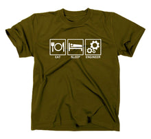 Lade das Bild in den Galerie-Viewer, Styletex23 T-Shirt Herren Eat Sleep Engineer Fun, oliv, XXL