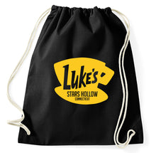 Lade das Bild in den Galerie-Viewer, Luke's Stars Hollow Diner Cafe Logo Fan Turnbeutel, Aufdruck, schwarz