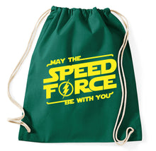 Lade das Bild in den Galerie-Viewer, May the Speed Force Be With You Fun Fan Turnbeutel, Aufdruck, flaschengrün