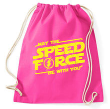 Lade das Bild in den Galerie-Viewer, May the Speed Force Be With You Fun Fan Turnbeutel, Aufdruck, pink