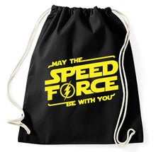 Lade das Bild in den Galerie-Viewer, May the Speed Force Be With You Fun Fan Turnbeutel, Aufdruck, schwarz