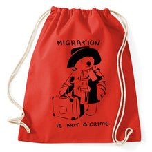 Lade das Bild in den Galerie-Viewer, Migration Is Not A Crime Paddington Turnbeutel Sportbeutel Gym Bag, red