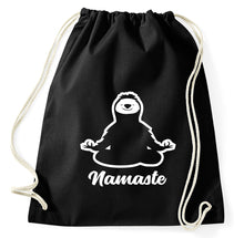 Lade das Bild in den Galerie-Viewer, Namaste Faultier Sloth Turnbeutel Sportbeutel Gym Bag, schwarz