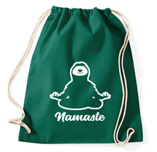Lade das Bild in den Galerie-Viewer, Namaste Faultier Sloth Turnbeutel Sportbeutel Gym Bag, flaschengrün
