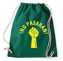 Lade das Bild in den Galerie-Viewer, No Pasaran Fist Zeichen Faust Turnbeutel, flaschengrün