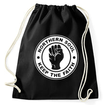 Lade das Bild in den Galerie-Viewer, Northern Soul Music Logo Turnbeutel, schwarz