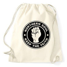Lade das Bild in den Galerie-Viewer, Northern Soul Music Logo Turnbeutel, natur