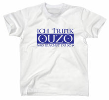 Lade das Bild in den Galerie-Viewer, Styletex23 T-Shirt Herren Ich trink Ouzo was machst du so, weiss, XXL