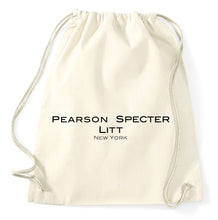 Lade das Bild in den Galerie-Viewer, Pearson Specter Litt Suits Fan Logo Turnbeutel, natur