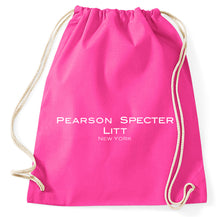 Lade das Bild in den Galerie-Viewer, Pearson Specter Litt Suits Fan Logo Turnbeutel, pink