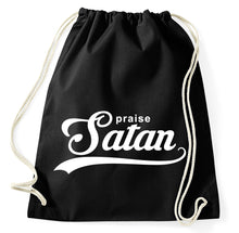 Lade das Bild in den Galerie-Viewer, Praise Satan Fun Turnbeutel Sportbeutel Gym Bag, schwarz