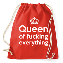 Lade das Bild in den Galerie-Viewer, Queen Of Fucking Everything Fun Turnbeutel, Aufdruck, red