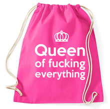 Lade das Bild in den Galerie-Viewer, Queen Of Fucking Everything Fun Turnbeutel, Aufdruck, pink