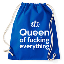 Lade das Bild in den Galerie-Viewer, Queen Of Fucking Everything Fun Turnbeutel, Aufdruck, royalblue