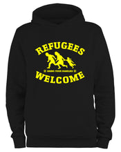 Lade das Bild in den Galerie-Viewer, Styletex23 Kapuzenpullover Refugees Welcome, schwarz XXL