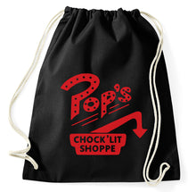 Lade das Bild in den Galerie-Viewer, Pop's Chocklit Shop Logo Restaraunt Diner Fan Turnbeutel Gym Bag, schwarz