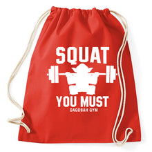 Lade das Bild in den Galerie-Viewer, Squat You Must Dagobah Gym Fun Fan Turnbeutel, Aufdruck, red