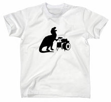 Lade das Bild in den Galerie-Viewer, Styletex23 T-Shirt Herren T Rex Dino Drummer Fun, Dinosaurier, weiss, XXL