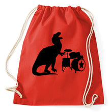 Lade das Bild in den Galerie-Viewer, Styletex23 Turnbeutel Dino Drummer T Rex Drums