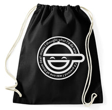 Lade das Bild in den Galerie-Viewer, The Laughing Man Fan Logo Fan Turnbeutel, schwarz