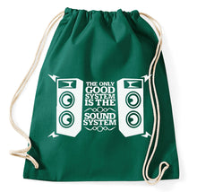 Lade das Bild in den Galerie-Viewer, The Only Good System Is The Soundsystem Free Tekno Music Bass Turnbeutel, flaschengrün