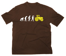 Lade das Bild in den Galerie-Viewer, Styletex23 T-Shirt Herren Traktor Trecker Fun Evolution of Man, braun, XXL