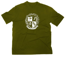Lade das Bild in den Galerie-Viewer, Styletex23 T-Shirt Herren Umbrella Wappen Schule Ut Malum Pluvia, oliv, XXL